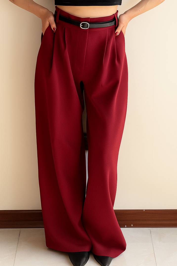 Women Elegant High-Waist Wide-Leg Pants