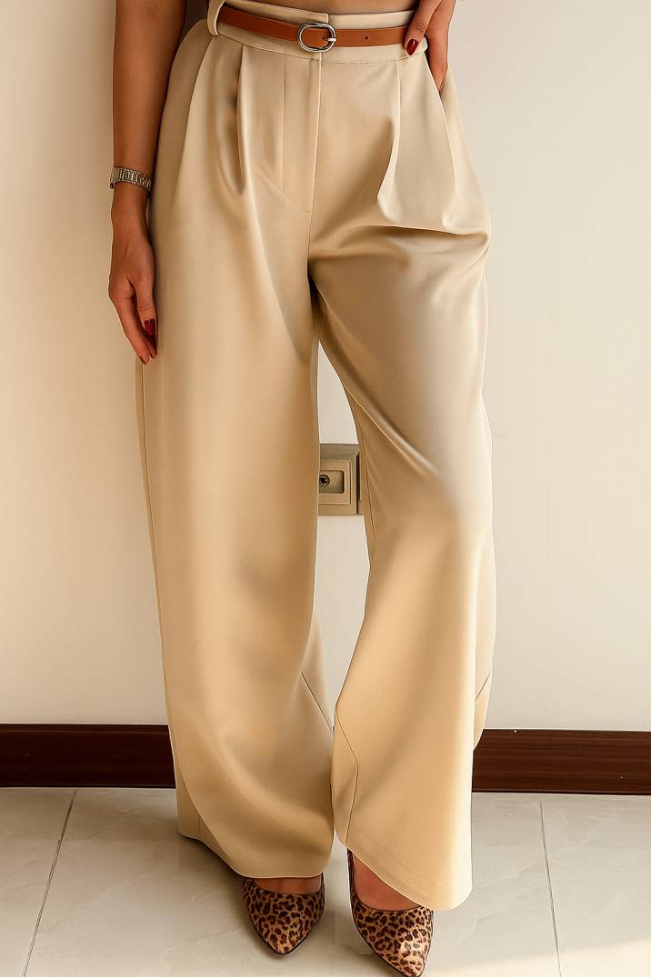 Women Elegant High-Waist Wide-Leg Pants