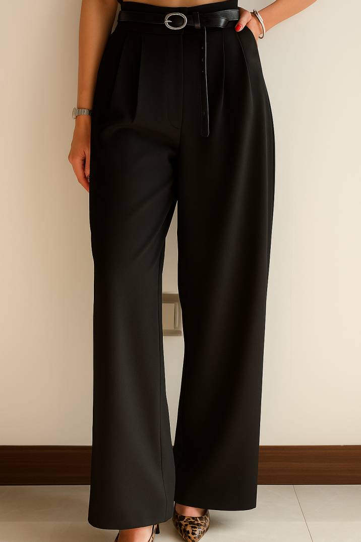 Women Elegant High-Waist Wide-Leg Pants