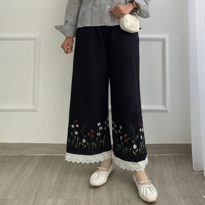 The Flora-Lace Wide Legs Pant