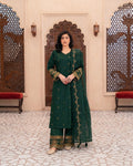 Emerald Green Embroidered Luxury 3 Piece Suit Set