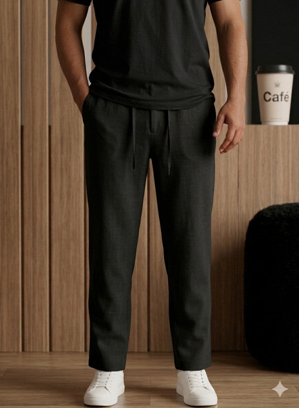 Men's Drawstring Elastic Waist Linen Trousers