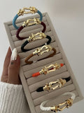 Liiyana Luxury Braided Leather Bracelet with Gold-Tone Clasp