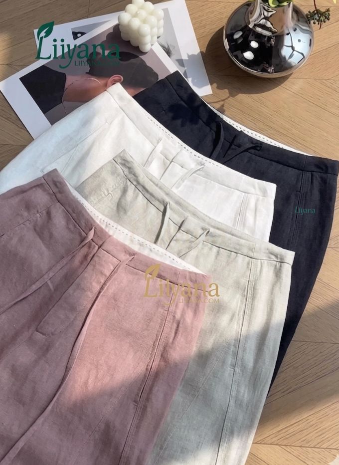 Premium Linen Wide Leg Pants (Soft Pastel Collection)