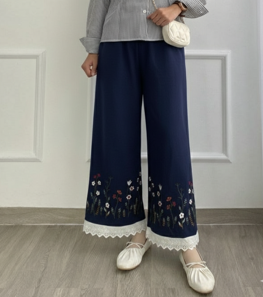 The Flora-Lace Wide Legs Pant